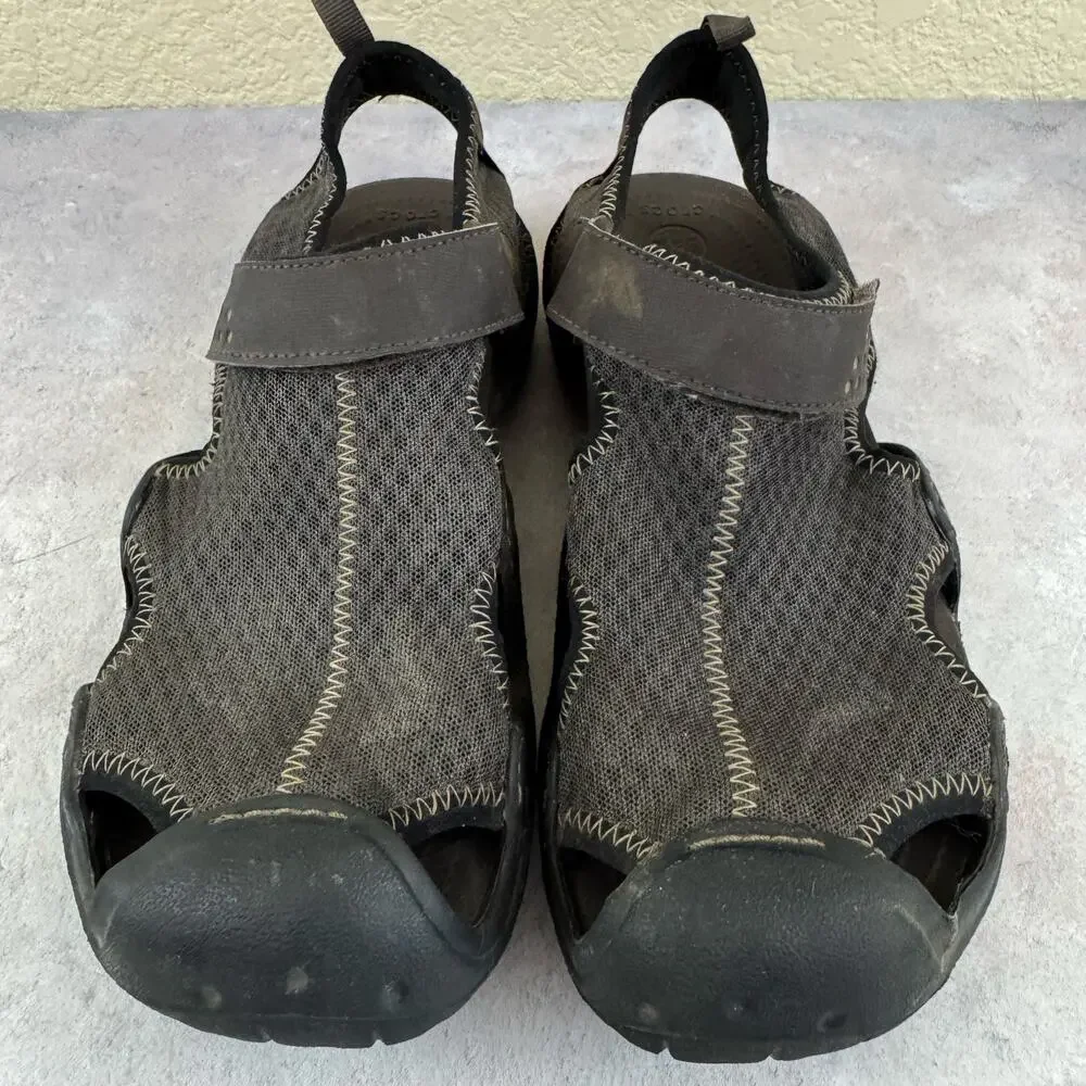 Crocs Mens Swiftwater Mesh Fisherman Deck Sandals 15041 Brow nSize 10